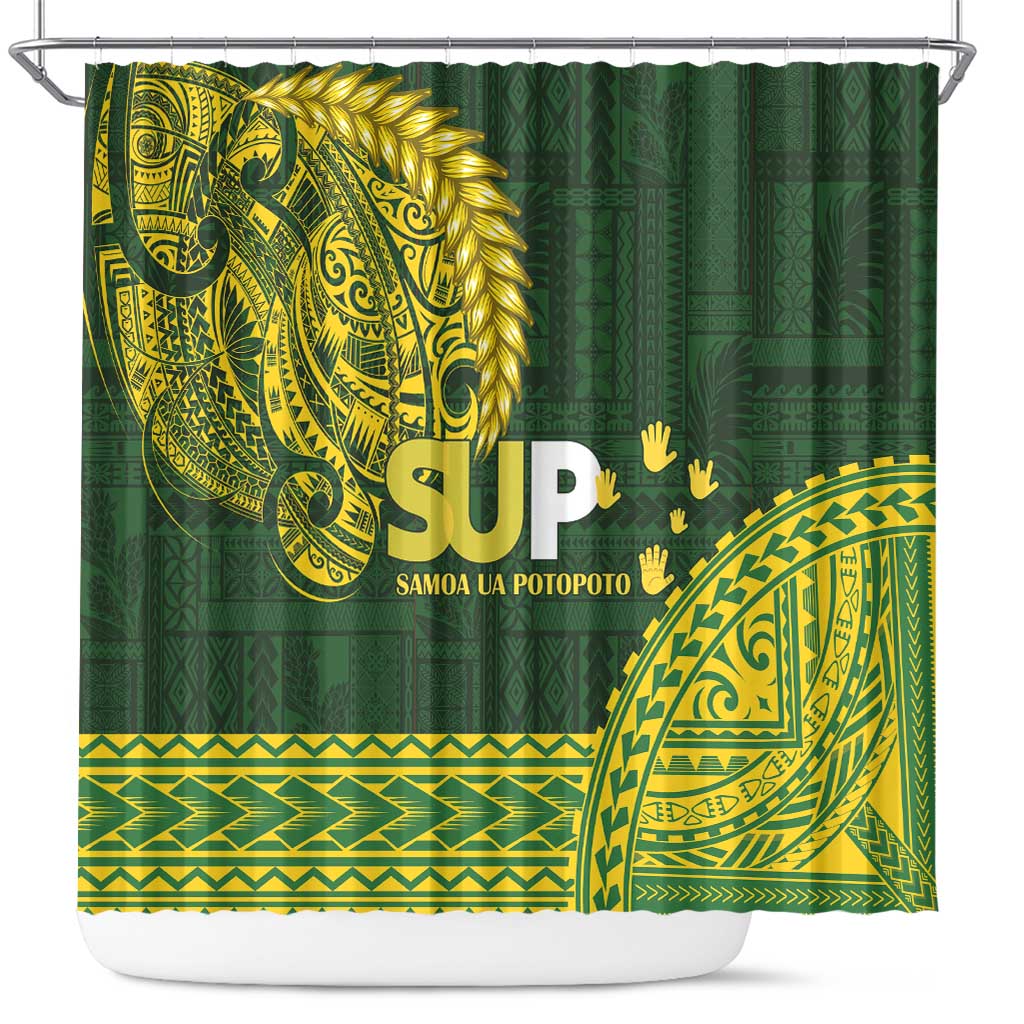 Samoa SUP Shower Curtain Samoan Motif Patterns LT9 Green - Polynesian Pride