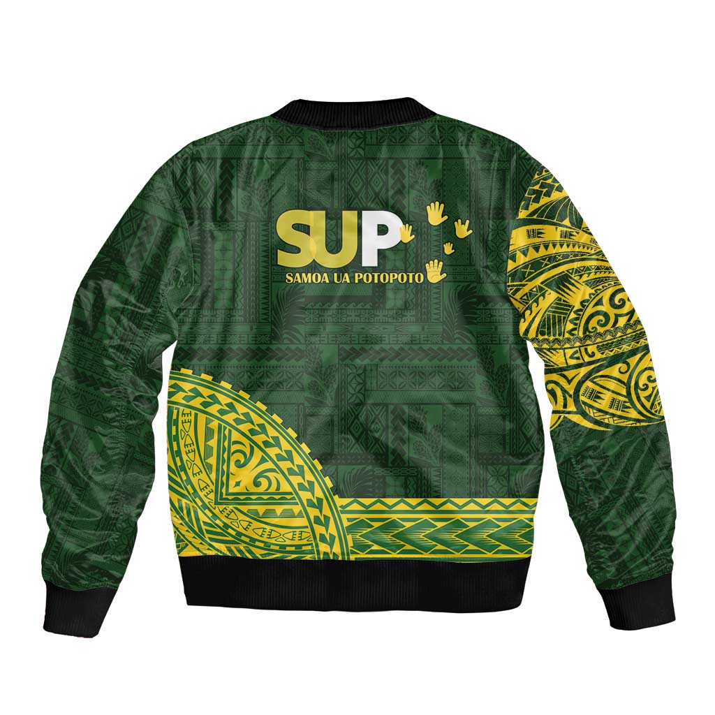 Samoa SUP Sleeve Zip Bomber Jacket Samoan Motif Patterns - Polynesian Pride