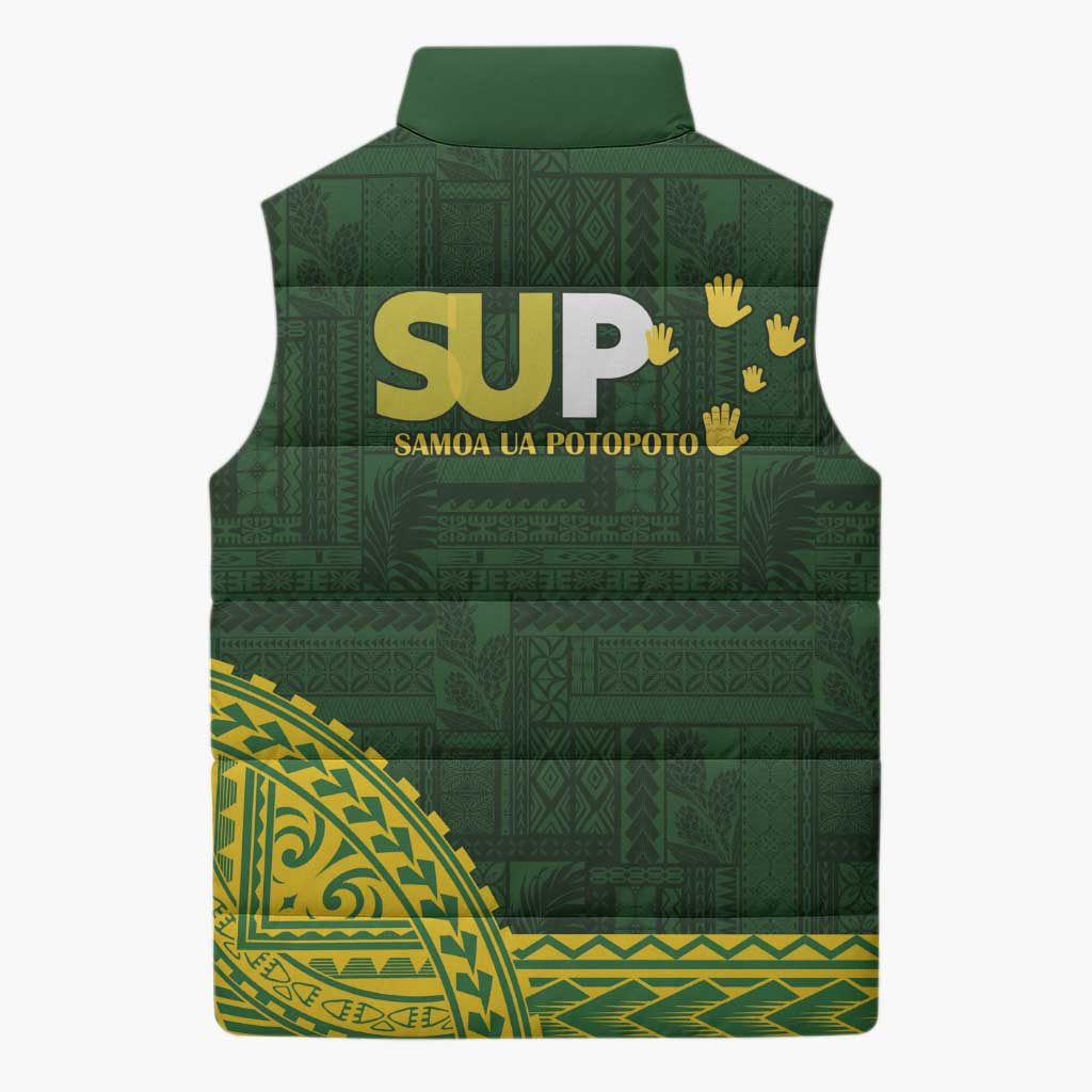 Samoa SUP Sleeveless Puffer Jacket Samoan Motif Patterns - Polynesian Pride