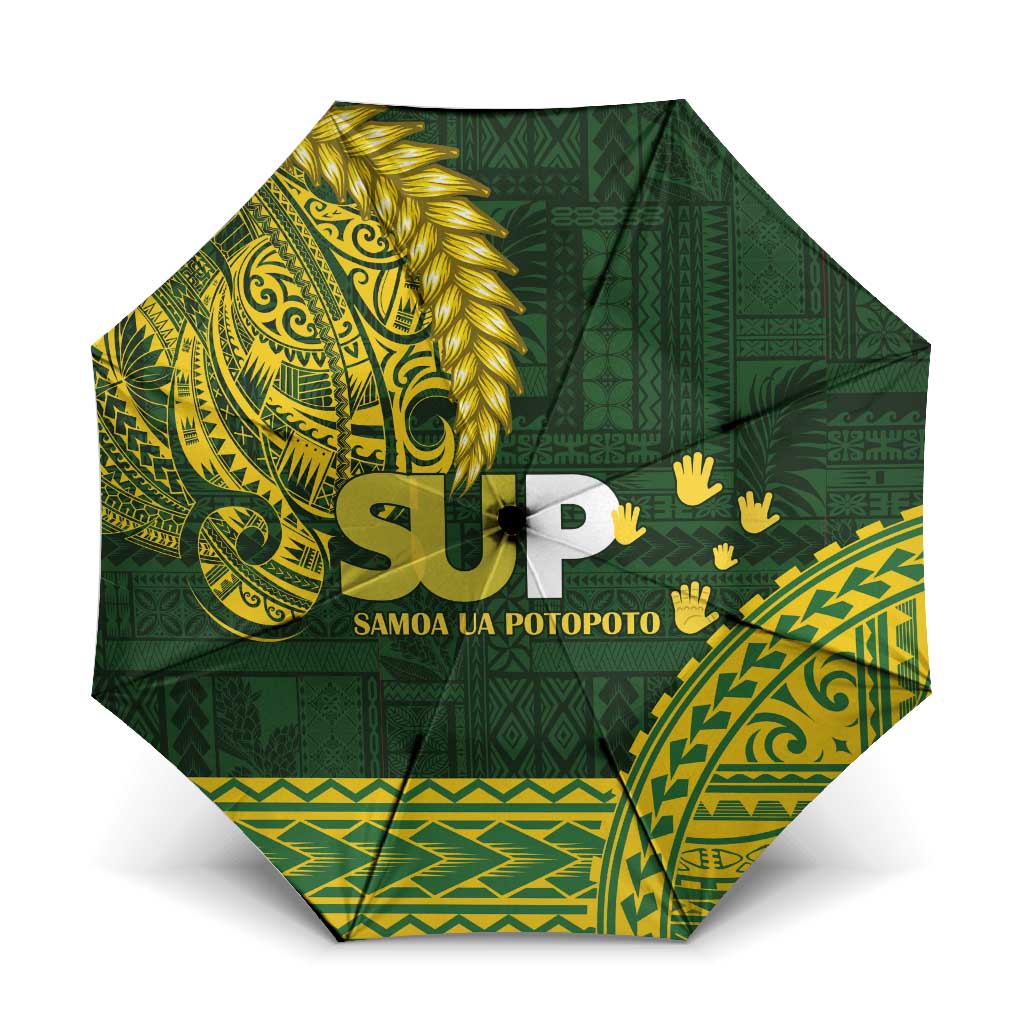 Samoa SUP Umbrella Samoan Motif Patterns LT9 One Size Folded 11.42 inch Opened Diameter 37.4 inch Green - Polynesian Pride