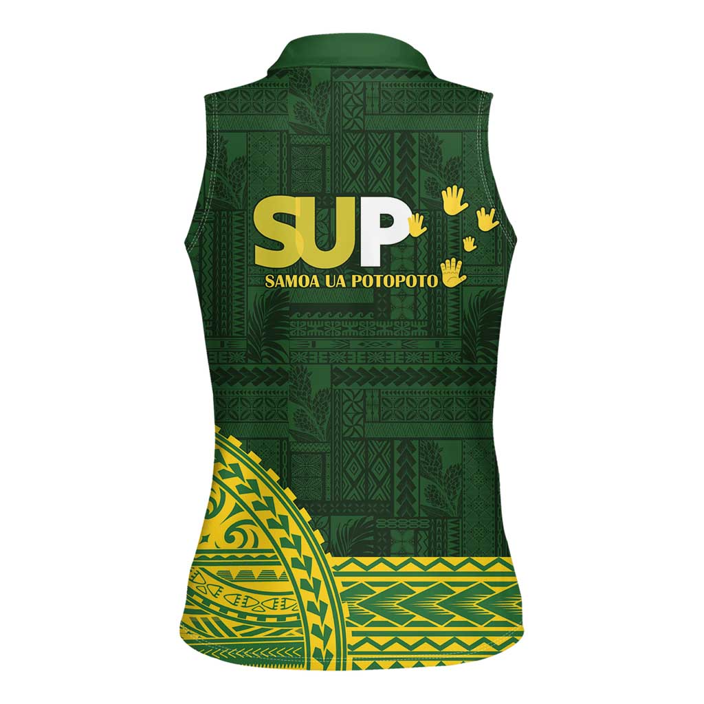 Samoa SUP Women Sleeveless Polo Shirt Samoan Motif Patterns - Polynesian Pride