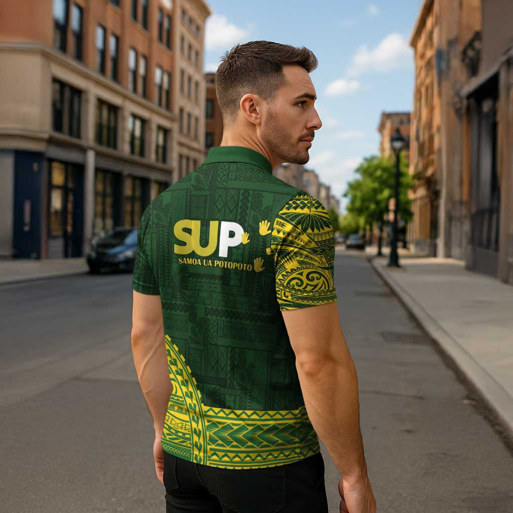 Samoa SUP Zipper Polo Shirt Samoan Motif Patterns - Polynesian Pride