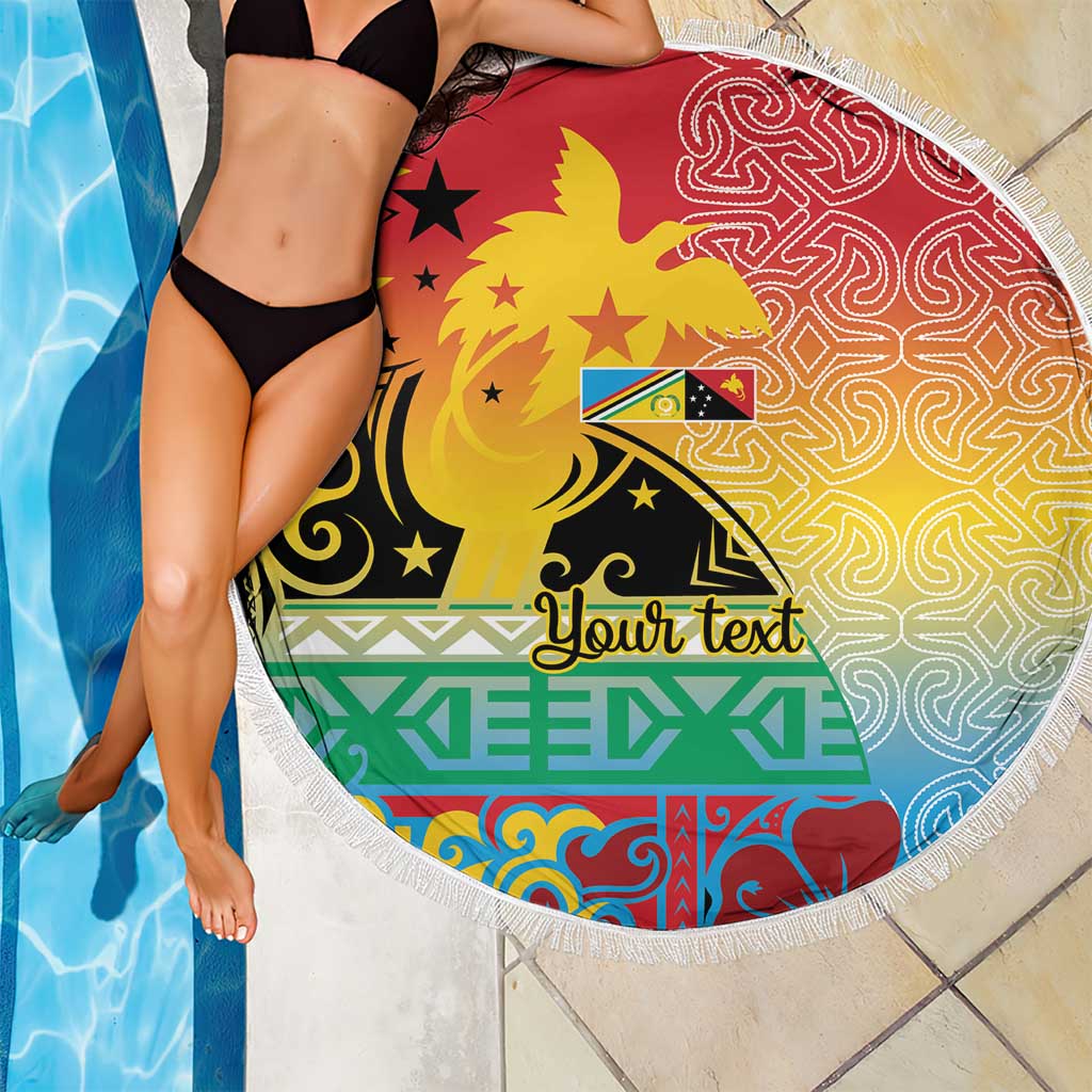 Personalised Torba PNG Day Beach Blanket Oro Tapa Pattern - Polynesian Pride