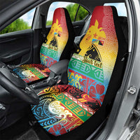 Personalised Torba PNG Day Car Seat Cover Oro Tapa Pattern - Polynesian Pride