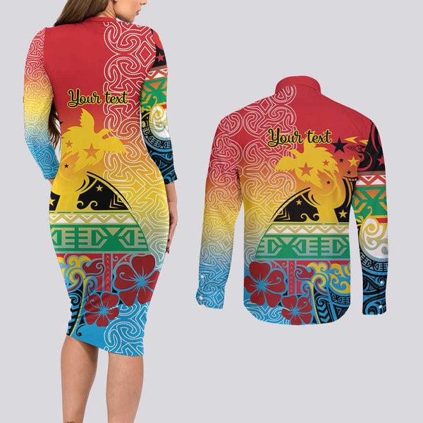 Custom Fiji School Couples Matching Short Sleeve Bodycon Dress and Long Sleeve Button Shirts Suva Grammar Lions With Fijian Tapa LT14