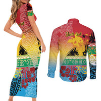 Personalised Torba PNG Day Couples Matching Short Sleeve Bodycon Dress and Long Sleeve Button Shirt Oro Tapa Pattern - Polynesian Pride