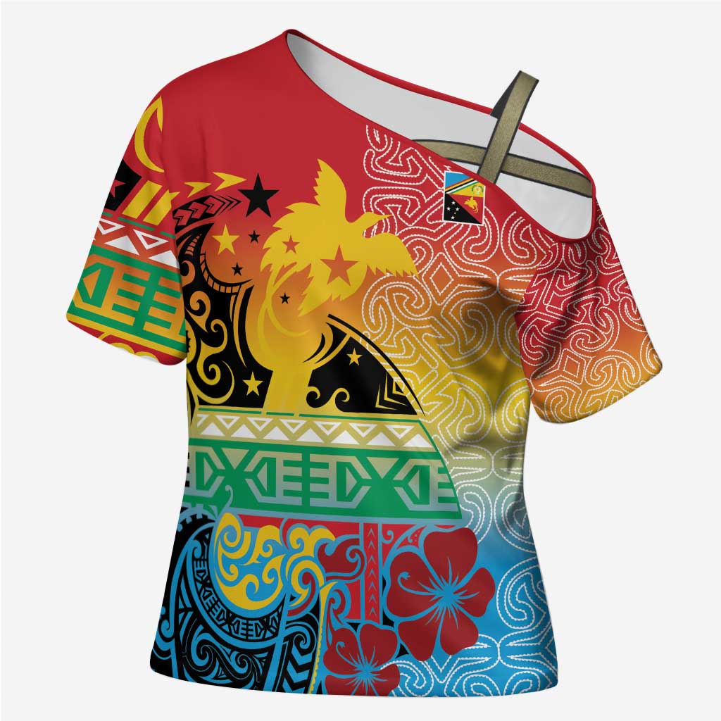 Personalised Torba PNG Day Cross Shoulder Shirt Oro Tapa Pattern - Polynesian Pride