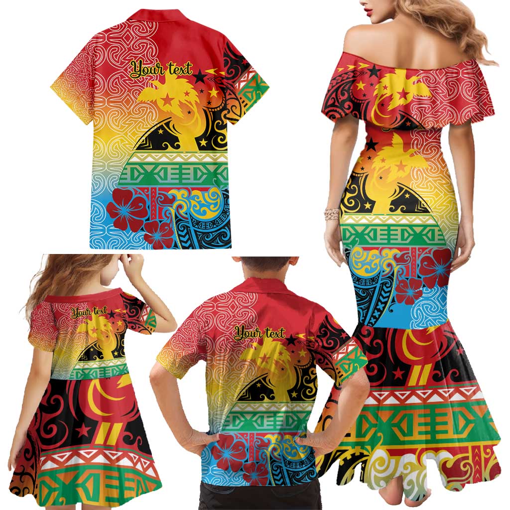 Personalised Torba PNG Day Family Matching Mermaid Dress and Hawaiian Shirt Oro Tapa Pattern - Polynesian Pride