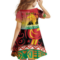 Personalised Torba PNG Day Kid Short Sleeve Dress Oro Tapa Pattern - Polynesian Pride