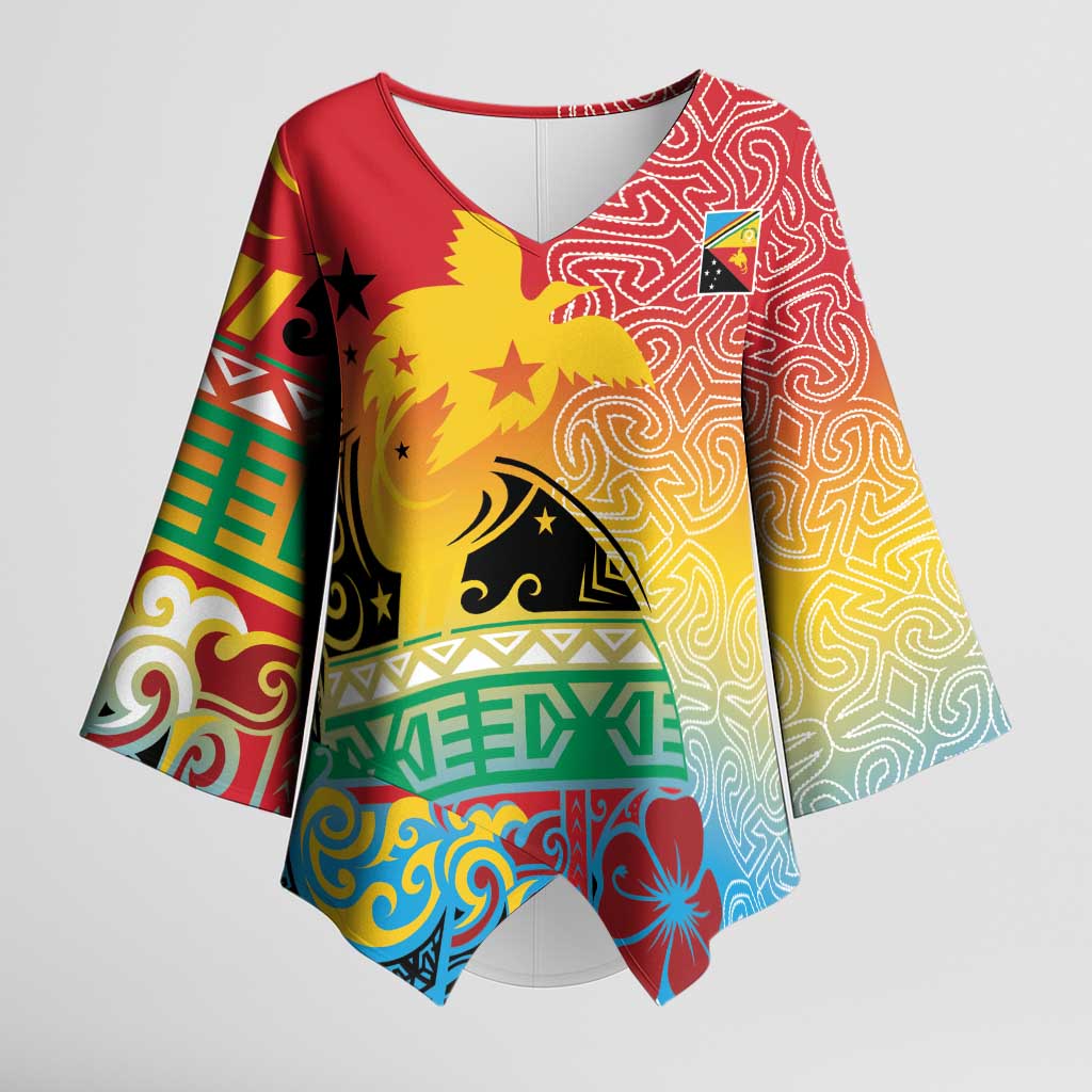 Personalised Torba PNG Day Kimono Sleeve Blouse Oro Tapa Pattern - Polynesian Pride