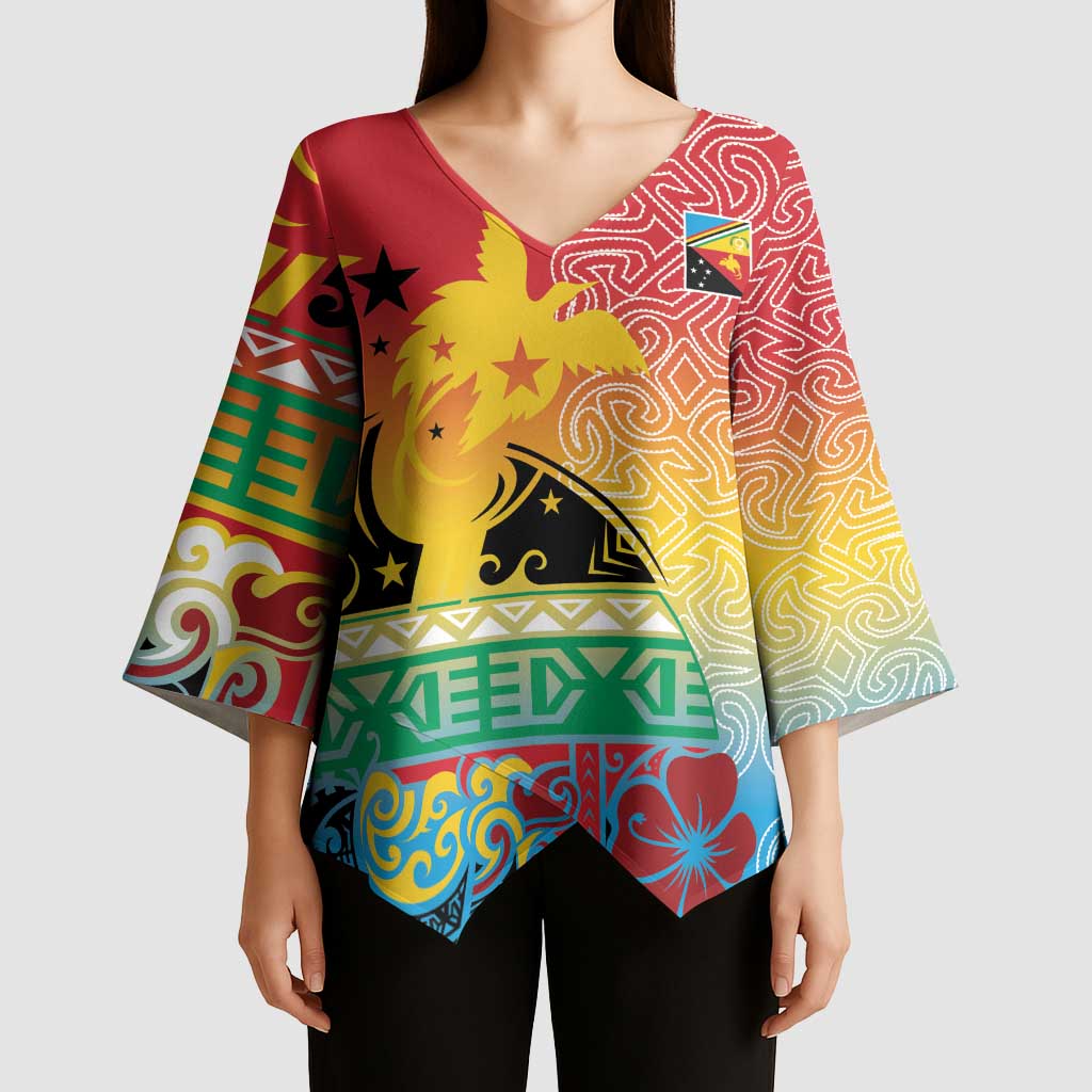 Personalised Torba PNG Day Kimono Sleeve Blouse Oro Tapa Pattern - Polynesian Pride