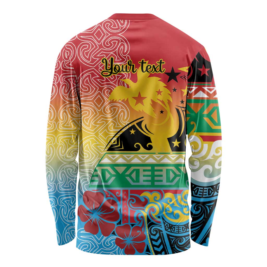 Personalised Torba PNG Day Long Sleeve Shirt Oro Tapa Pattern - Polynesian Pride