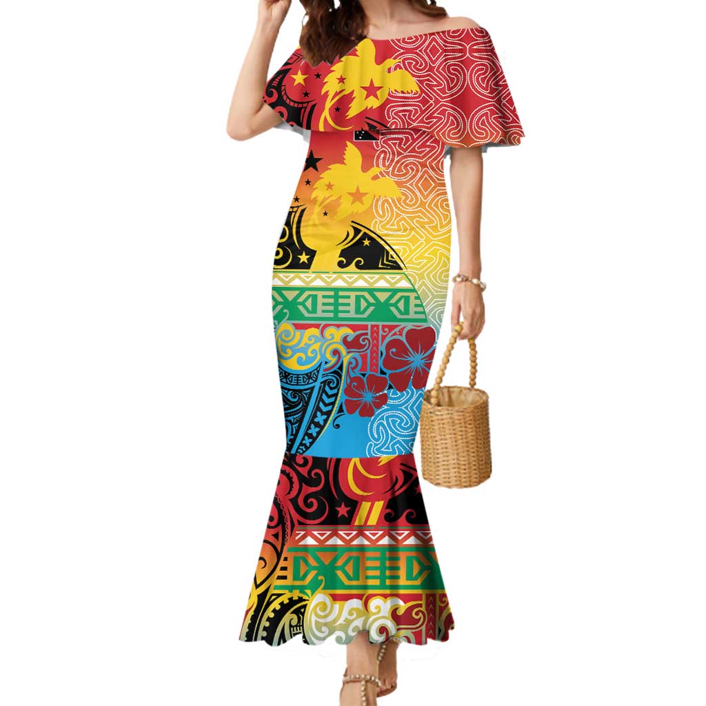 Personalised Torba PNG Day Mermaid Dress Oro Tapa Pattern - Polynesian Pride