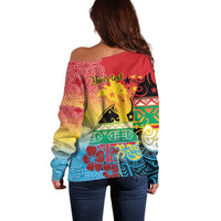 Personalised Torba PNG Day Off Shoulder Sweater Oro Tapa Pattern - Polynesian Pride