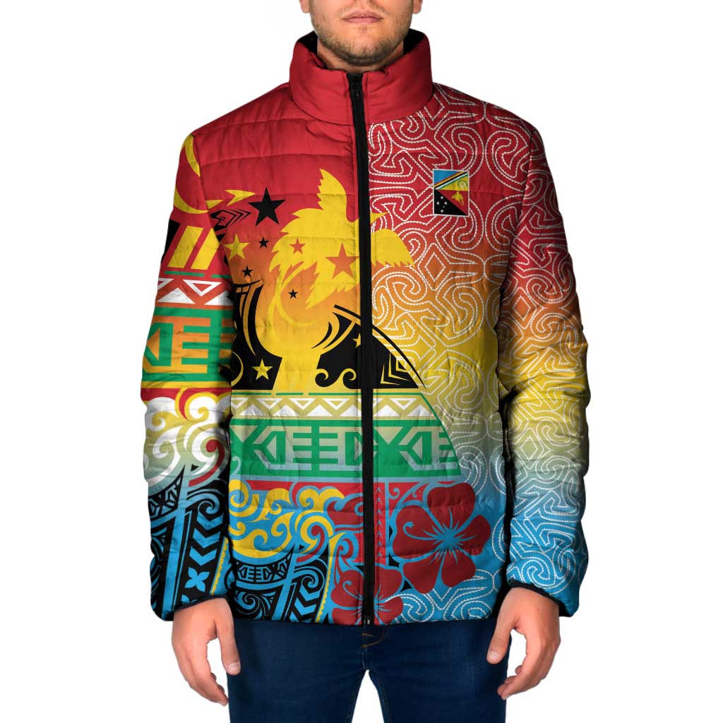 Personalised Torba PNG Day Padded Jacket Oro Tapa Pattern - Polynesian Pride