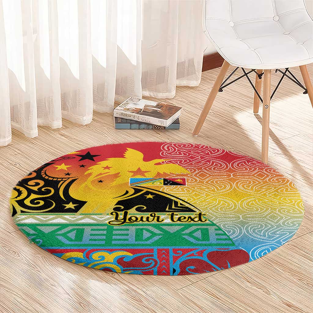 Personalised Torba PNG Day Round Carpet Oro Tapa Pattern - Polynesian Pride