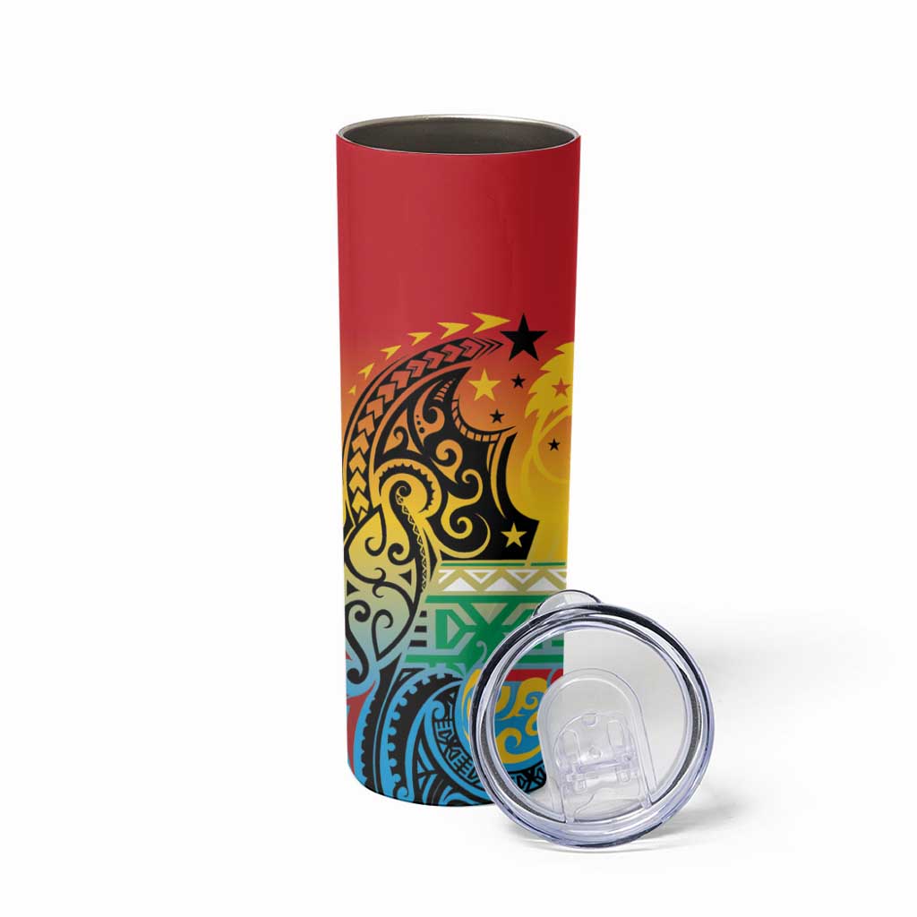 Personalised Torba PNG Day Skinny Tumbler Oro Tapa Pattern - Polynesian Pride