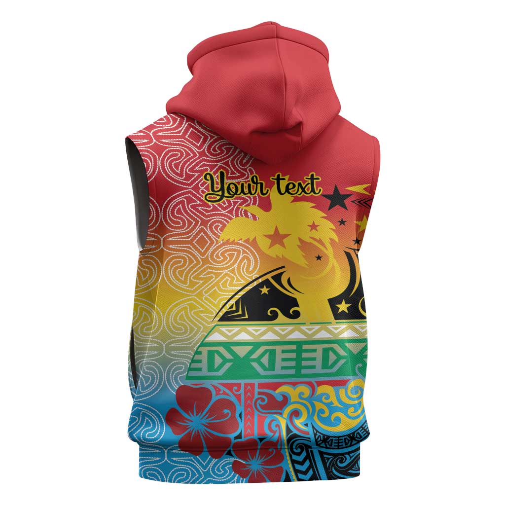 Personalised Torba PNG Day Sleeveless Hoodie Oro Tapa Pattern - Polynesian Pride