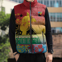 Personalised Torba PNG Day Sleeveless Puffer Jacket Oro Tapa Pattern - Polynesian Pride