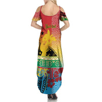 Personalised Torba PNG Day Summer Maxi Dress Oro Tapa Pattern - Polynesian Pride