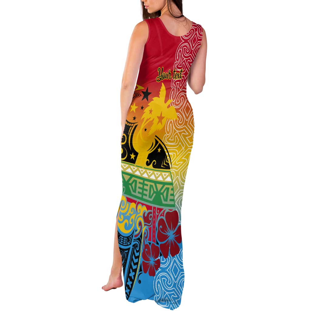 Personalised Torba PNG Day Tank Maxi Dress Oro Tapa Pattern - Polynesian Pride