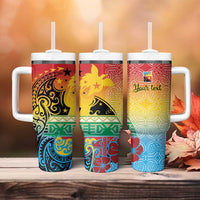 Personalised Torba PNG Day Tumbler With Handle Oro Tapa Pattern - Polynesian Pride