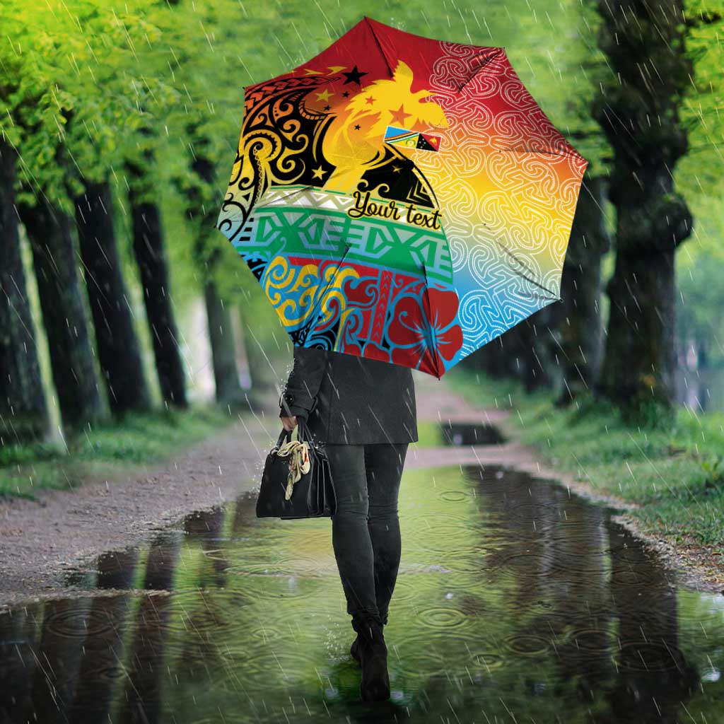 Personalised Torba PNG Day Umbrella Oro Tapa Pattern - Polynesian Pride