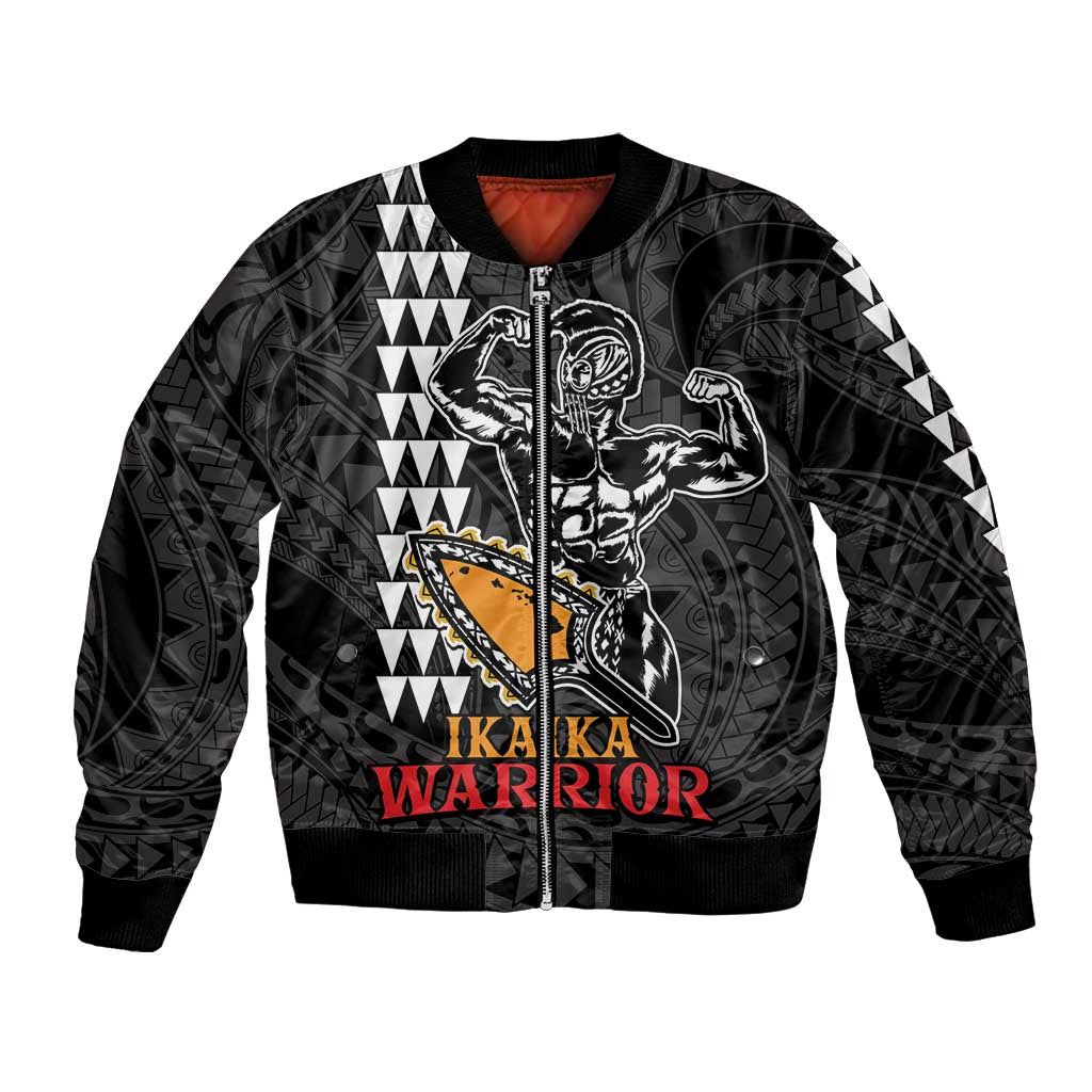 Aloha Spirit Ikaika Warrior Helmet Bomber Jacket LT9 Unisex Black - Polynesian Pride