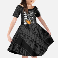 Aloha Spirit Ikaika Warrior Helmet Family Matching Mermaid Dress and Hawaiian Shirt LT9 Daughter's Dress Black - Polynesian Pride