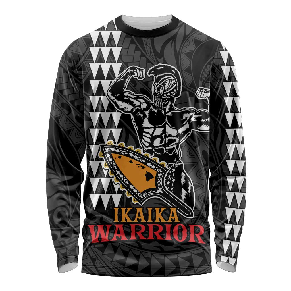 Aloha Spirit Ikaika Warrior Helmet Long Sleeve Shirt LT9 Unisex Black - Polynesian Pride
