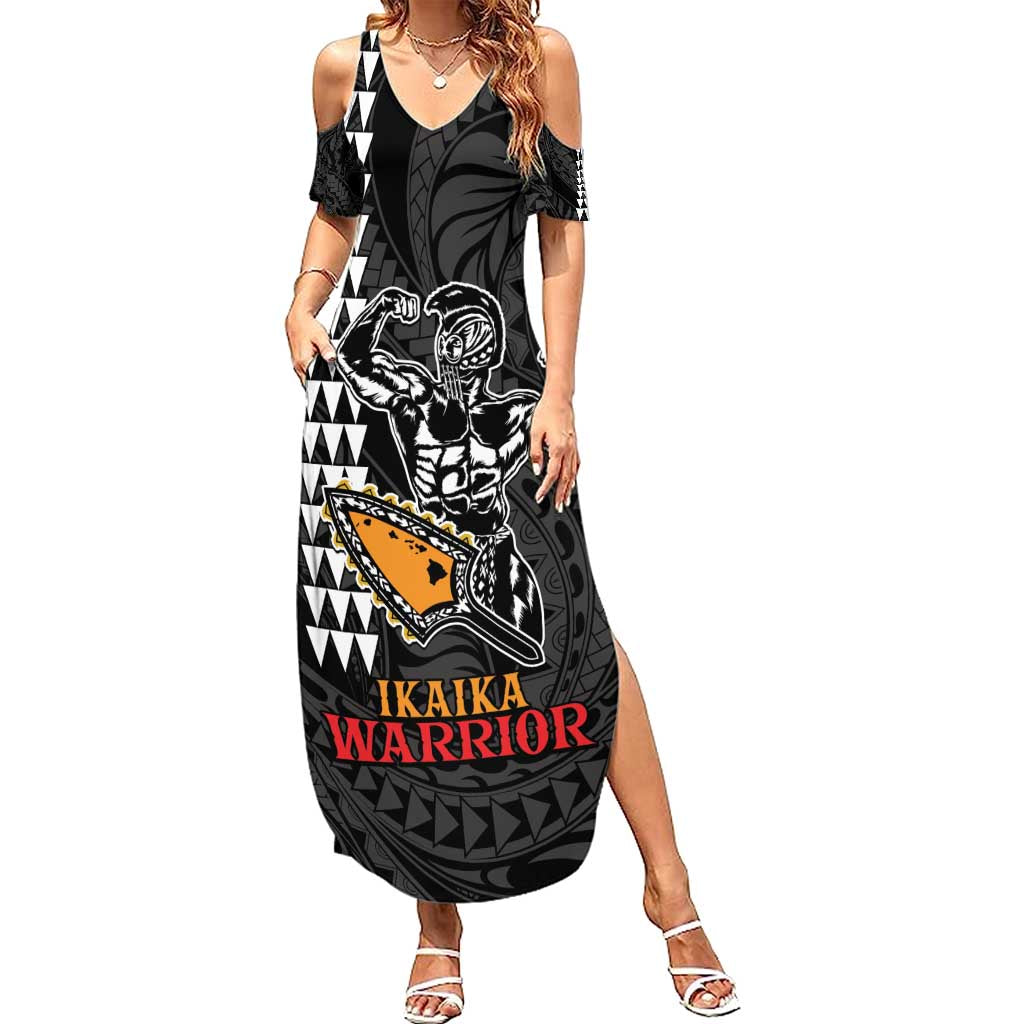 Aloha Spirit Ikaika Warrior Helmet Summer Maxi Dress LT9 Women Black - Polynesian Pride