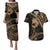 Ikaika Hawaiian Mythic Koa Tribal Warrior Couples Matching Puletasi and Hawaiian Shirt