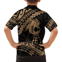 Ikaika Hawaiian Mythic Koa Tribal Warrior Family Matching Off The Shoulder Long Sleeve Dress and Hawaiian Shirt LT9 - Polynesian Pride