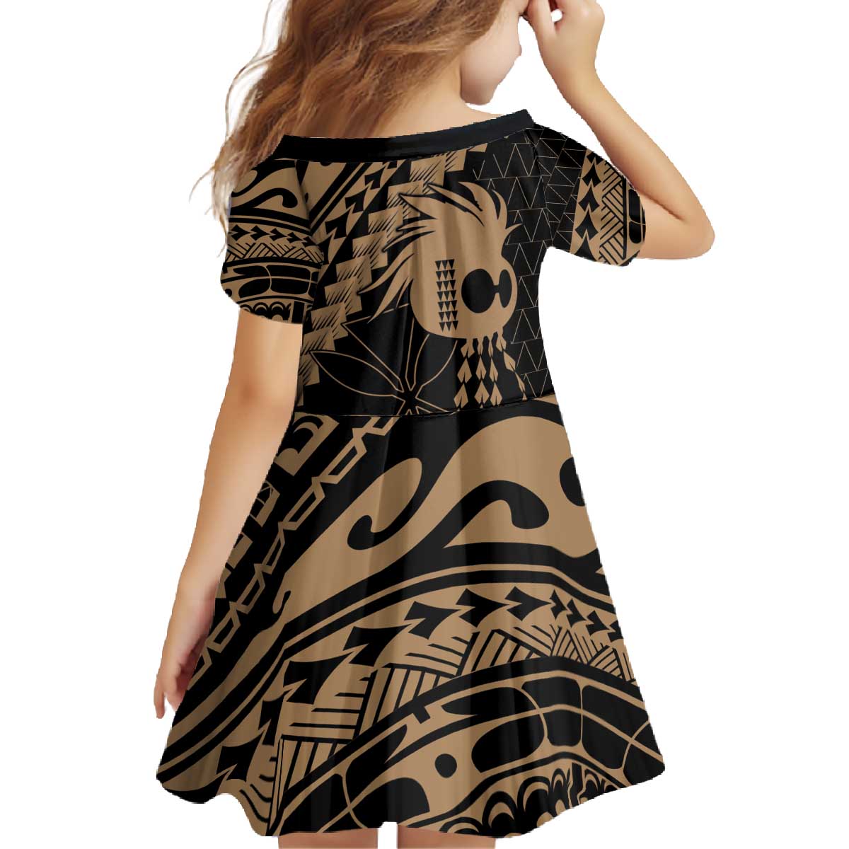 Ikaika Hawaiian Mythic Koa Tribal Warrior Family Matching Off The Shoulder Long Sleeve Dress and Hawaiian Shirt LT9 - Polynesian Pride