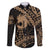 Ikaika Hawaiian Mythic Koa Tribal Warrior Family Matching Off Shoulder Short Dress and Hawaiian Shirt