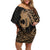Ikaika Hawaiian Mythic Koa Tribal Warrior Family Matching Off Shoulder Short Dress and Hawaiian Shirt