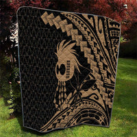Ikaika Hawaiian Mythic Koa Tribal Warrior Quilt