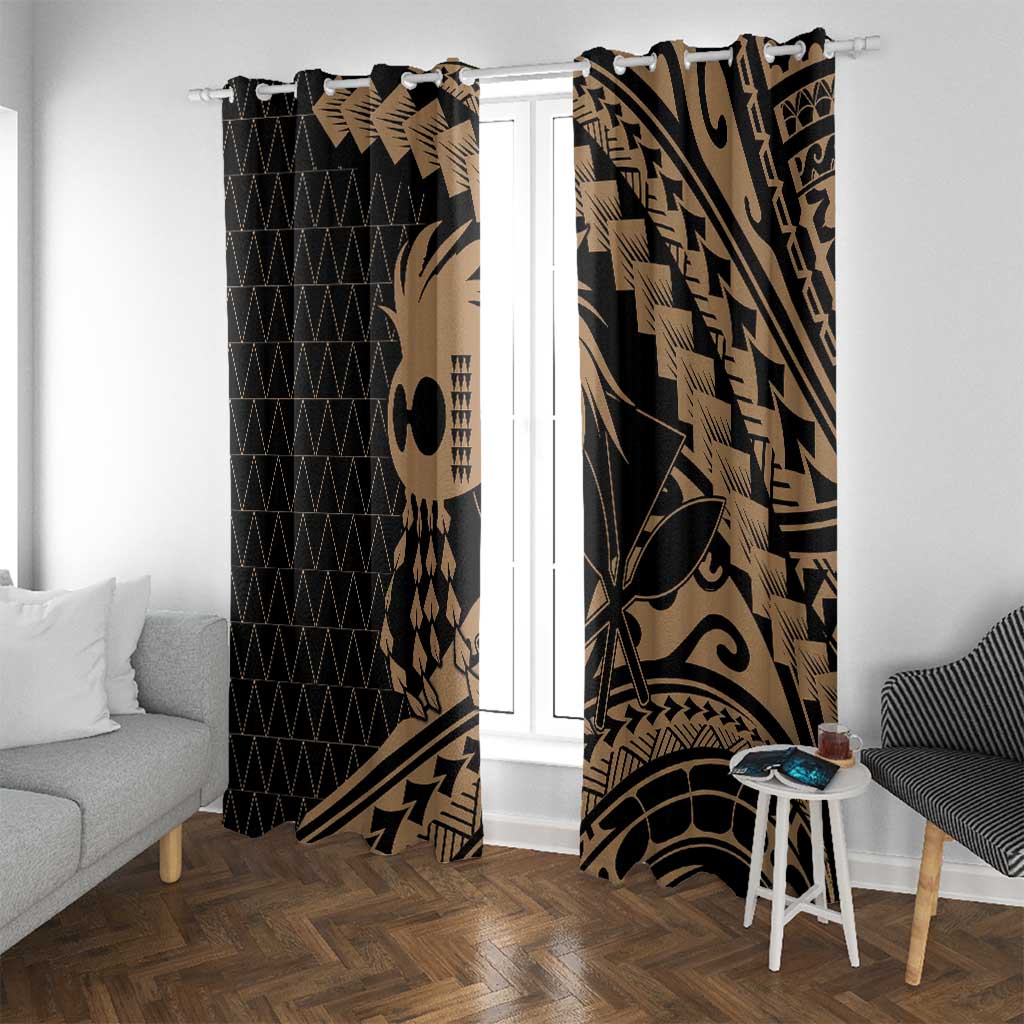 Ikaika Hawaiian Mythic Koa Tribal Warrior Window Curtain