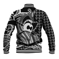 Koa Ikaika Warrior Helmet with Shark Baseball Jacket Black Kakau Style