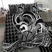 Koa Ikaika Warrior Helmet with Shark Bedding Set Black Kakau Style