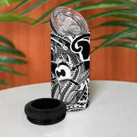 Koa Ikaika Warrior Helmet with Shark 4 in 1 Can Cooler Tumbler Black Kakau Style