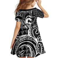 Koa Ikaika Warrior Helmet with Shark Family Matching Tank Maxi Dress and Hawaiian Shirt Black Kakau Style