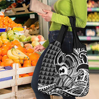 Koa Ikaika Warrior Helmet with Shark Grocery Bag Black Kakau Style