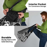 Koa Ikaika Warrior Helmet with Shark Grocery Bag Black Kakau Style