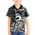 Koa Ikaika Warrior Helmet with Shark Kid Hawaiian Shirt Black Kakau Style