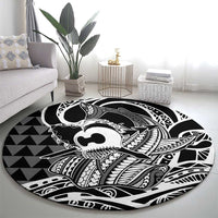 Koa Ikaika Warrior Helmet with Shark Round Carpet Black Kakau Style LT9 - Polynesian Pride