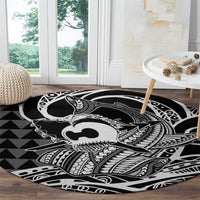 Koa Ikaika Warrior Helmet with Shark Round Carpet Black Kakau Style LT9 - Polynesian Pride
