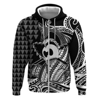 Koa Ikaika Warrior Helmet with Shark Zip Hoodie Black Kakau Style LT9 Zip Hoodie Black - Polynesian Pride