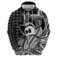 Koa Ikaika Warrior Helmet with Shark Zip Hoodie Black Kakau Style LT9 - Polynesian Pride