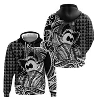 Koa Ikaika Warrior Helmet with Shark Zip Hoodie Black Kakau Style LT9 - Polynesian Pride